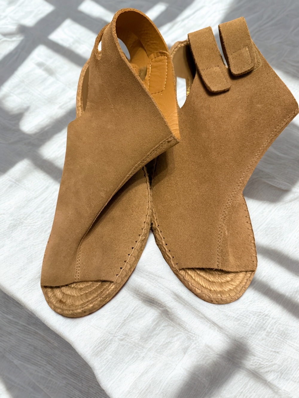 bettye muller Brown Suede Open-Toe Wrap Espadrille Sandals